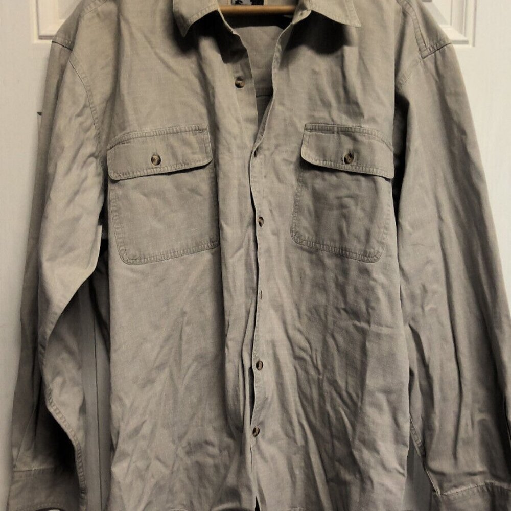Vintage Pacific Crest Trail Wear Work Shirt Mens Large Beige